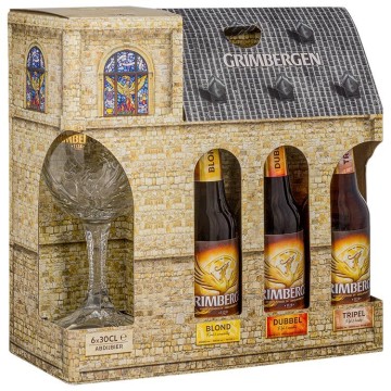 Grimbergen Abdij Giftpack 6 Flessen met Glas